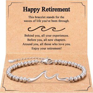 Retirement Bracelet Woman Stainless Steel Waves Symbolize Life Journey Gift